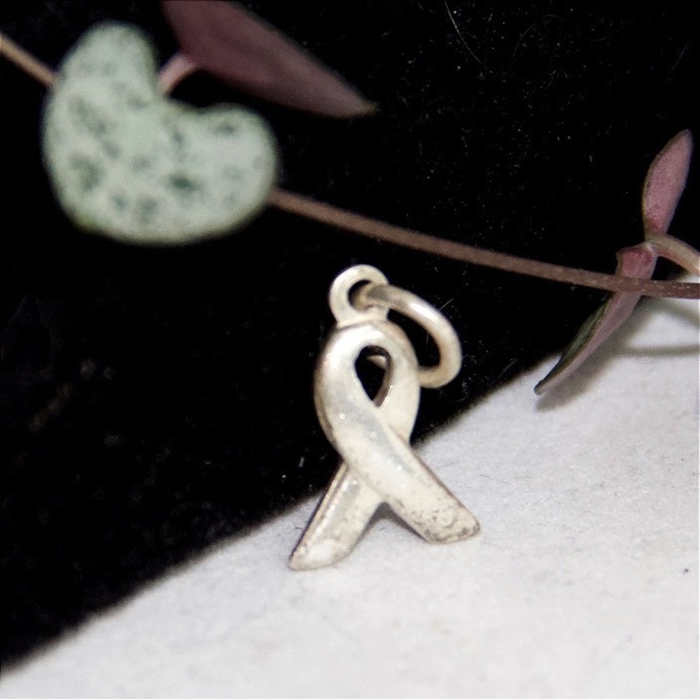 Sterling Silver Breast Cancer Awareness Ribbon Charm Pendant‎ 925 Hallmark - Picture 2 of 8